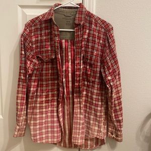 Faded Glory size small red custom bleached flannel